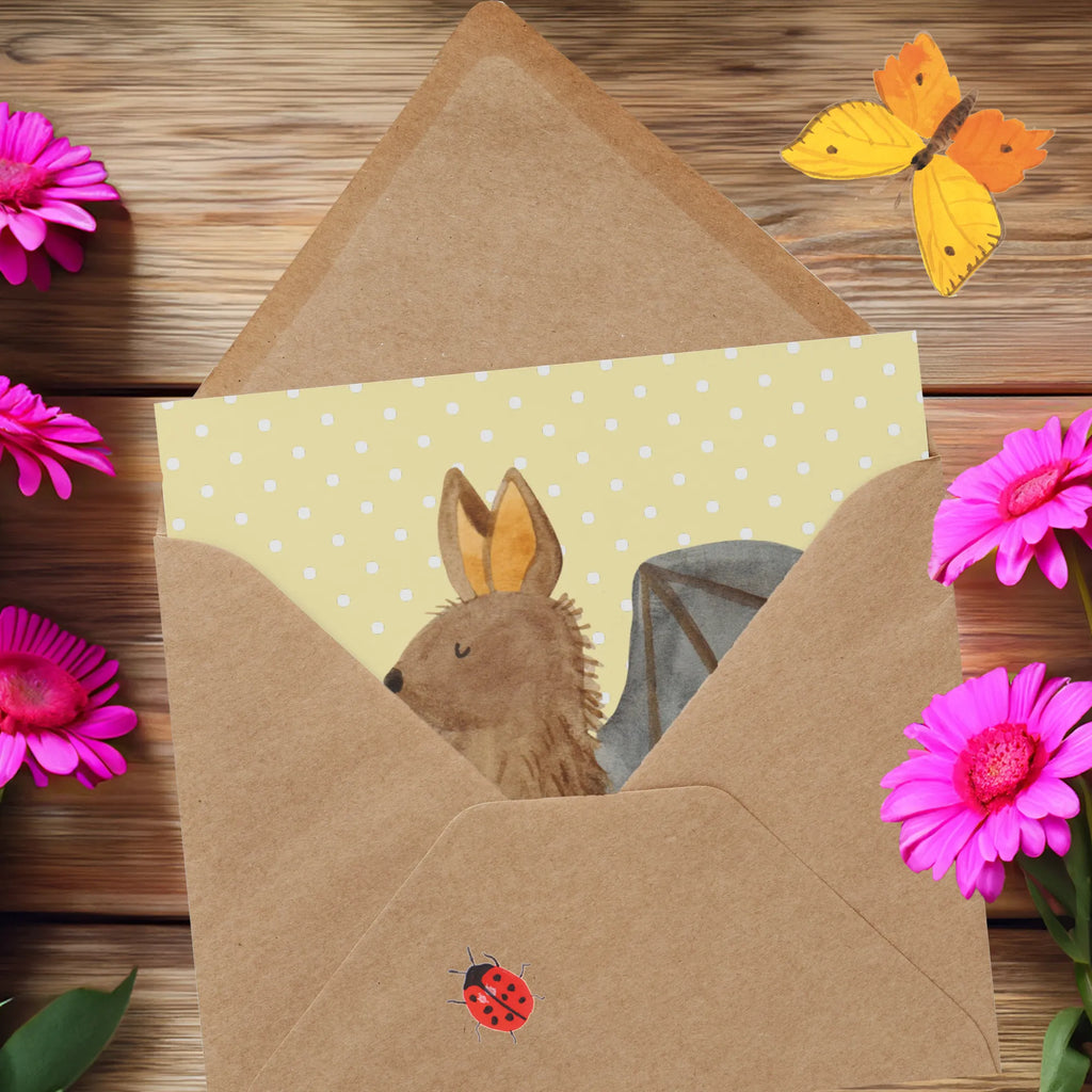 Deluxe Karte Fledermaus Sitzen Grußkarte, Klappkarte, Glückwunschkarte, Hochzeitskarte, Hochwertige Grußkarte, Karte, Einladungskarte, Geburtstagskarte, Hochwertige Klappkarte, Tiermotive, Gute Laune, lustige Sprüche, Tiere, Fledermäuse, Fledermaus, Motivation, entspannen