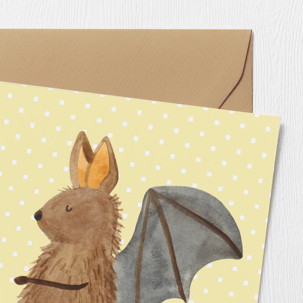 Deluxe Karte Fledermaus Sitzen Grußkarte, Klappkarte, Glückwunschkarte, Hochzeitskarte, Hochwertige Grußkarte, Karte, Einladungskarte, Geburtstagskarte, Hochwertige Klappkarte, Tiermotive, Gute Laune, lustige Sprüche, Tiere, Fledermäuse, Fledermaus, Motivation, entspannen