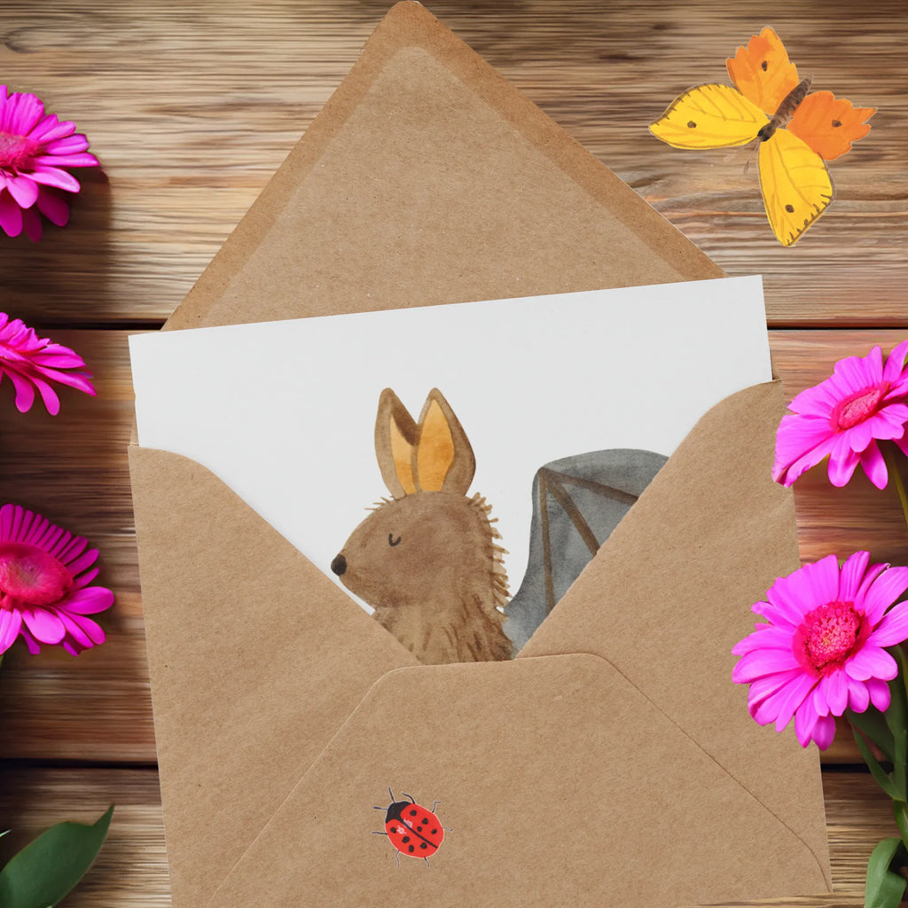 Deluxe Karte Fledermaus Sitzen Grußkarte, Klappkarte, Glückwunschkarte, Hochzeitskarte, Hochwertige Grußkarte, Karte, Einladungskarte, Geburtstagskarte, Hochwertige Klappkarte, Tiermotive, Gute Laune, lustige Sprüche, Tiere, Fledermäuse, Fledermaus, Motivation, entspannen