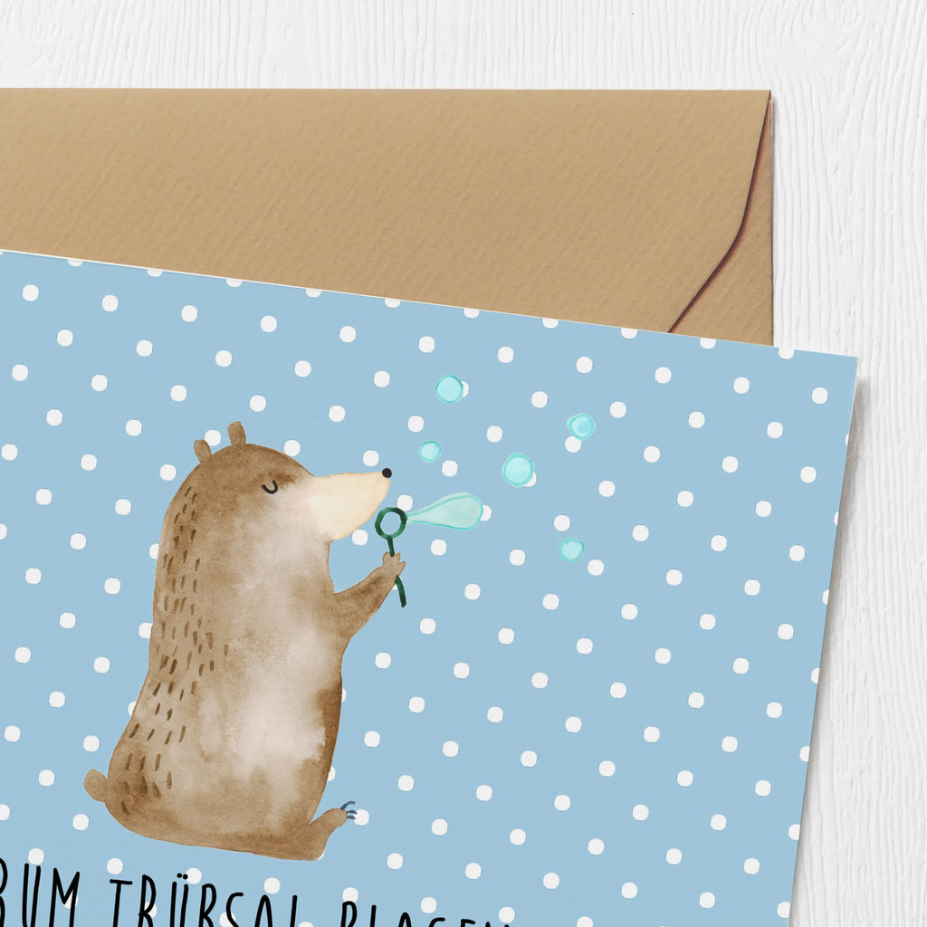 Deluxe Karte Bär Seifenblasen Klappkarte, Grußkarte, Einladungskarte, Hochwertige Klappkarte, Geburtstagskarte, Karte, Hochwertige Grußkarte, Hochzeitskarte, Glückwunschkarte, Bär, Teddy, Teddybär, Seifenblasen Bär Lustig Sein Glücklich Traurig Happy