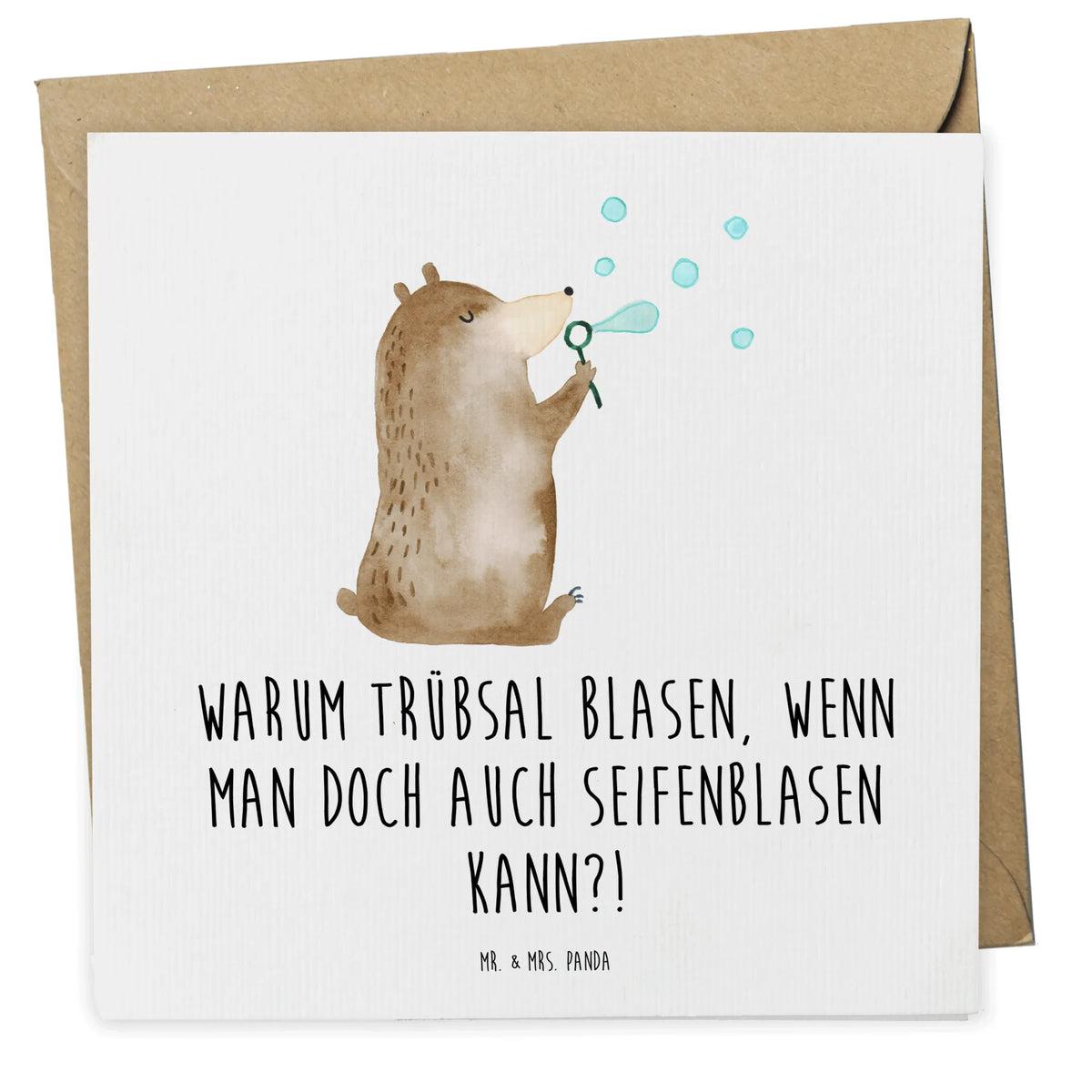 Deluxe Card bear soap bubbles Glückwunschkarte, Klappkarte, doppelkarte, anlasskarte, faltkarte, Grußkarte, Teddy, Bär, Teddybär, Seifenblasen Bär Lustig Sein Glücklich Traurig Happy