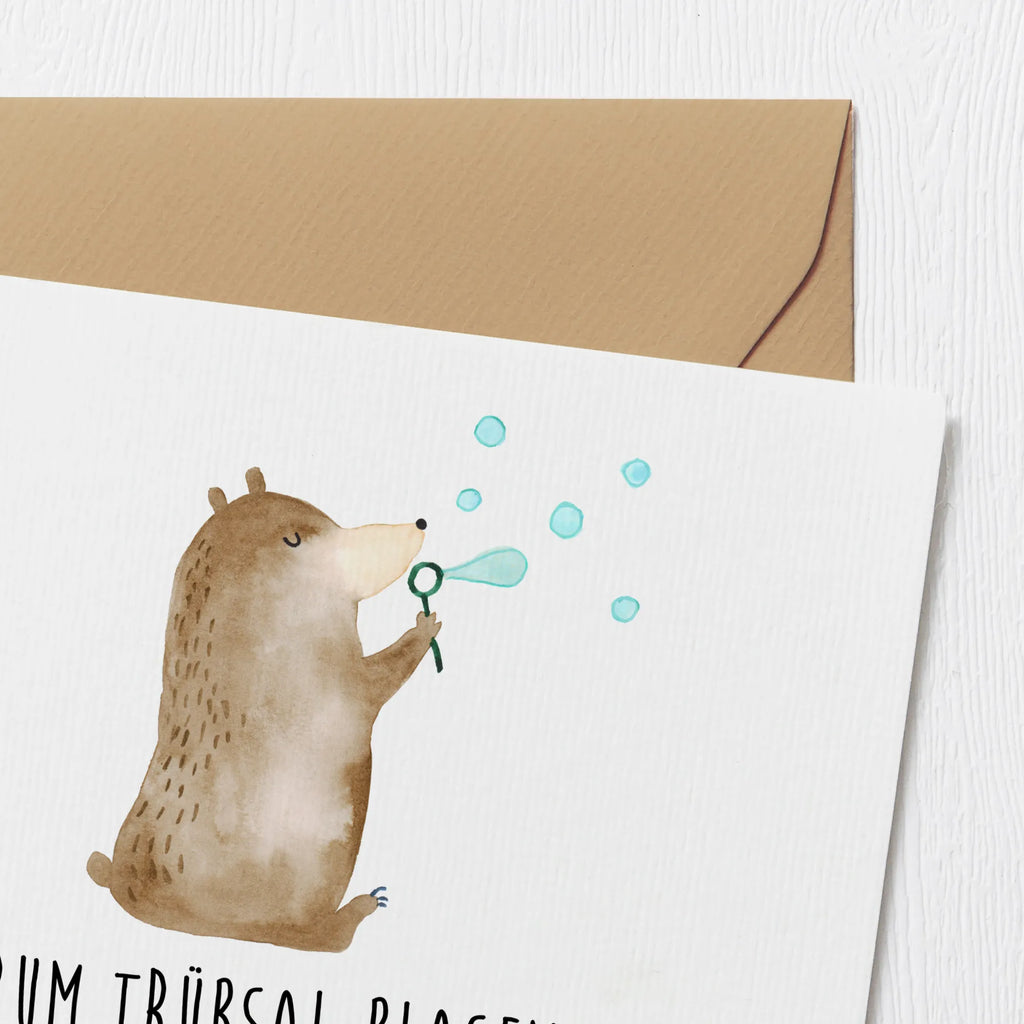 Deluxe Karte Bär Seifenblasen Klappkarte, Grußkarte, Einladungskarte, Hochwertige Klappkarte, Geburtstagskarte, Karte, Hochwertige Grußkarte, Hochzeitskarte, Glückwunschkarte, Bär, Teddy, Teddybär, Seifenblasen Bär Lustig Sein Glücklich Traurig Happy