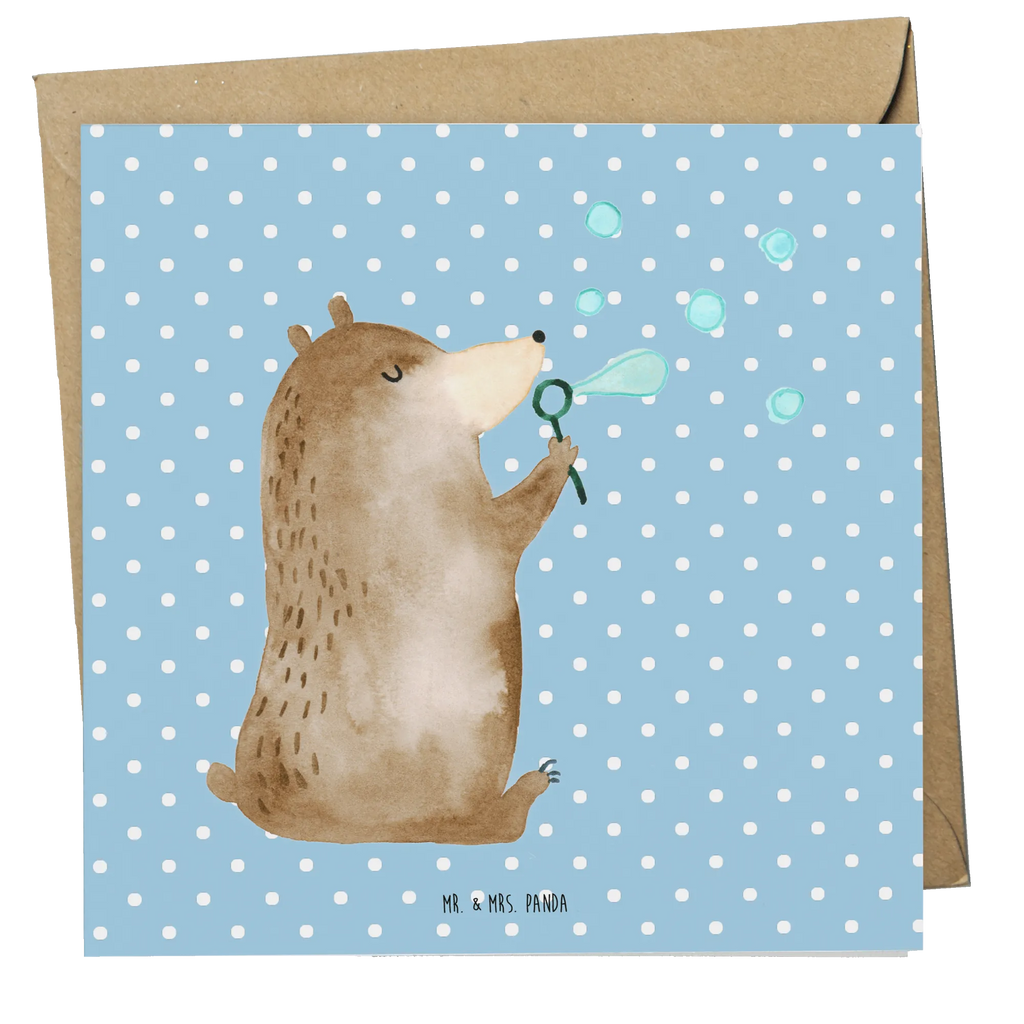 Deluxe Karte Bär Seifenblasen Klappkarte, Grußkarte, Einladungskarte, Hochwertige Klappkarte, Geburtstagskarte, Karte, Hochwertige Grußkarte, Hochzeitskarte, Glückwunschkarte, Bär, Teddy, Teddybär, Seifenblasen Bär Lustig Sein Glücklich Traurig Happy