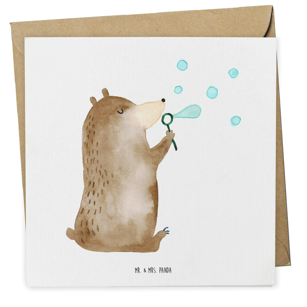 Deluxe Karte Bär Seifenblasen Klappkarte, Grußkarte, Einladungskarte, Hochwertige Klappkarte, Geburtstagskarte, Karte, Hochwertige Grußkarte, Hochzeitskarte, Glückwunschkarte, Bär, Teddy, Teddybär, Seifenblasen Bär Lustig Sein Glücklich Traurig Happy