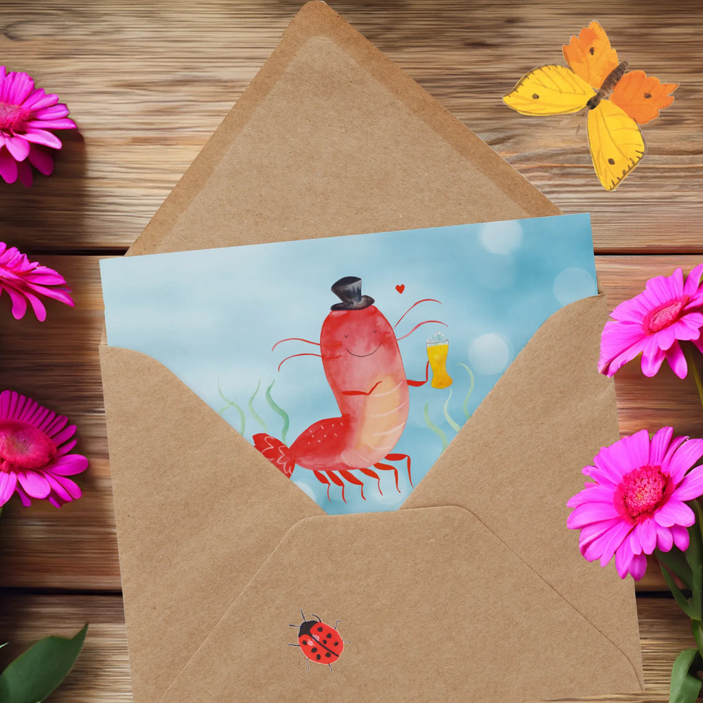 Deluxe Card lobster Wheat Einladungskarte, Hochzeitskarte, Karte, Hochwertige Grußkarte, Glückwunschkarte, Geburtstagskarte, Grußkarte, Klappkarte, Hochwertige Klappkarte, Meerestiere, Meer, Urlaub, Junggesellin, Männerhaushalt, Kneipe, Kochen, Gasthaus, Junggeselle, Bierliebhaber, Garnelen, Bier, Wirtschaft, Garnele