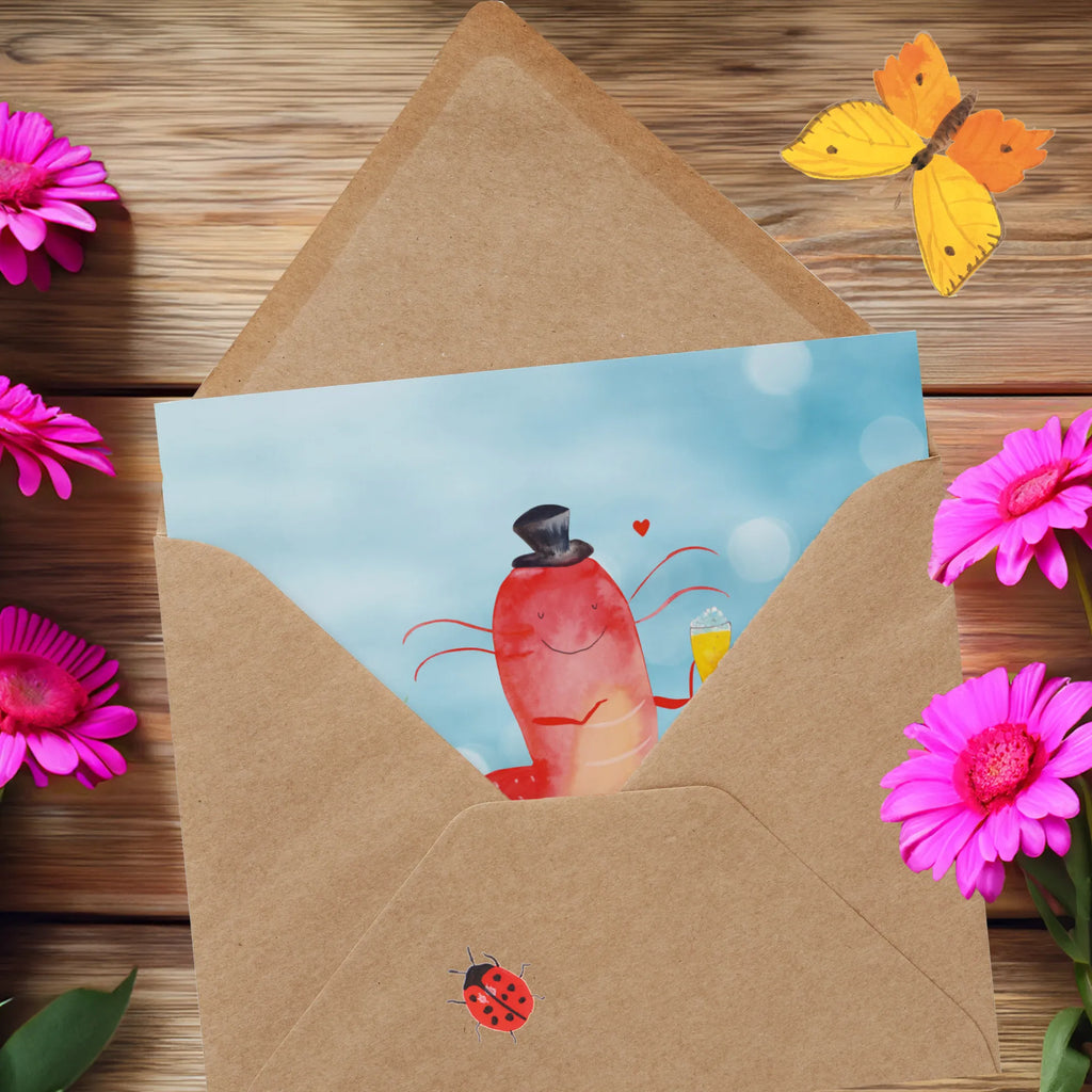 Deluxe Card lobster Wheat Einladungskarte, Hochzeitskarte, Karte, Hochwertige Grußkarte, Glückwunschkarte, Geburtstagskarte, Grußkarte, Klappkarte, Hochwertige Klappkarte, Meerestiere, Meer, Urlaub, Junggesellin, Männerhaushalt, Kneipe, Kochen, Gasthaus, Junggeselle, Bierliebhaber, Garnelen, Bier, Wirtschaft, Garnele