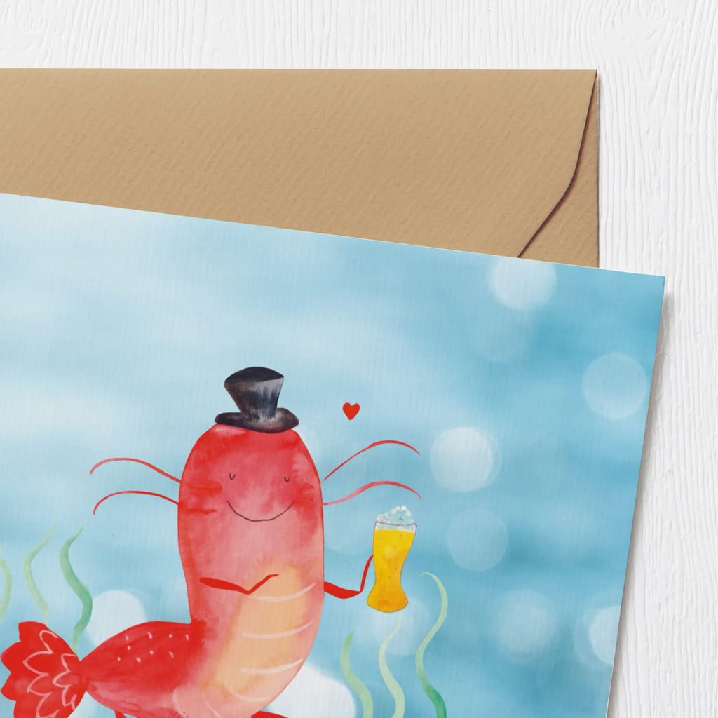 Deluxe Card lobster Wheat Einladungskarte, Hochzeitskarte, Karte, Hochwertige Grußkarte, Glückwunschkarte, Geburtstagskarte, Grußkarte, Klappkarte, Hochwertige Klappkarte, Meerestiere, Meer, Urlaub, Junggesellin, Männerhaushalt, Kneipe, Kochen, Gasthaus, Junggeselle, Bierliebhaber, Garnelen, Bier, Wirtschaft, Garnele