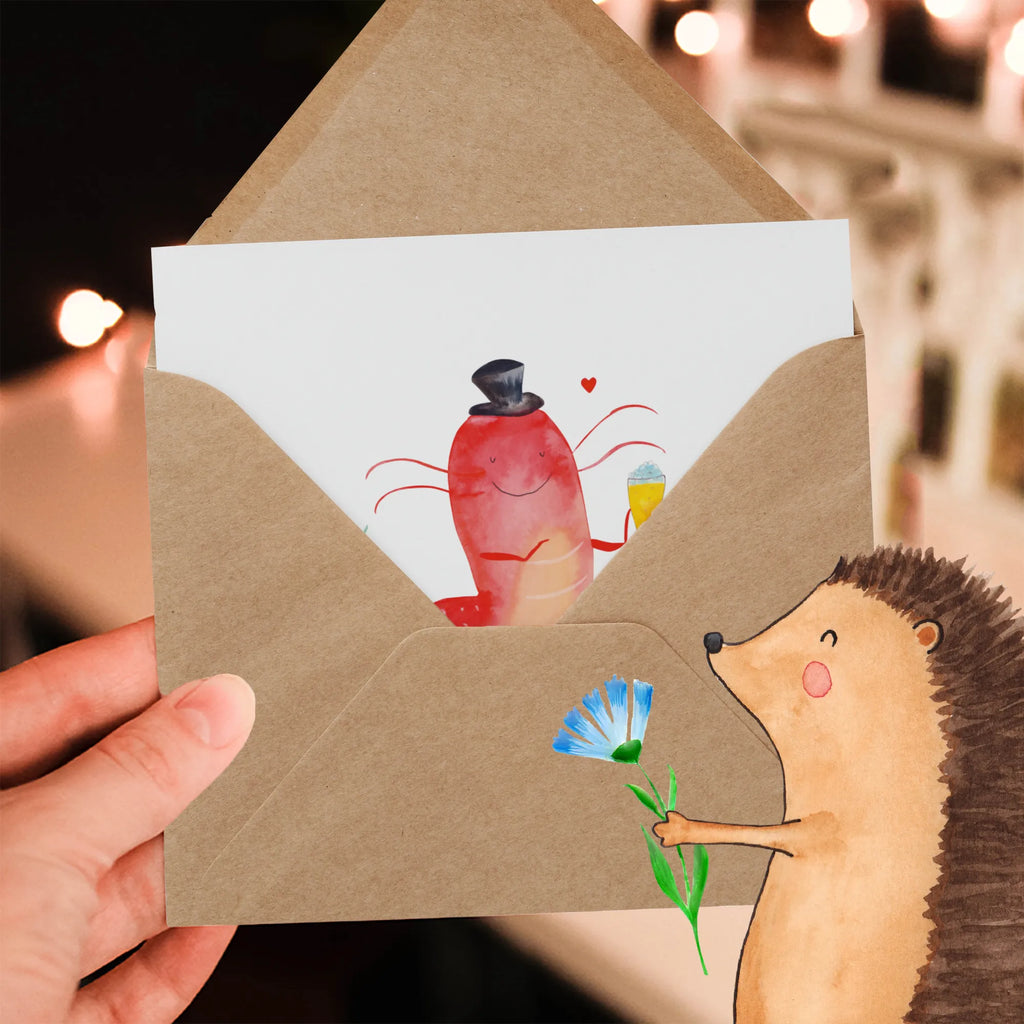 Deluxe Card lobster Wheat Einladungskarte, Hochzeitskarte, Karte, Hochwertige Grußkarte, Glückwunschkarte, Geburtstagskarte, Grußkarte, Klappkarte, Hochwertige Klappkarte, Meerestiere, Meer, Urlaub, Junggesellin, Männerhaushalt, Kneipe, Kochen, Gasthaus, Junggeselle, Bierliebhaber, Garnelen, Bier, Wirtschaft, Garnele