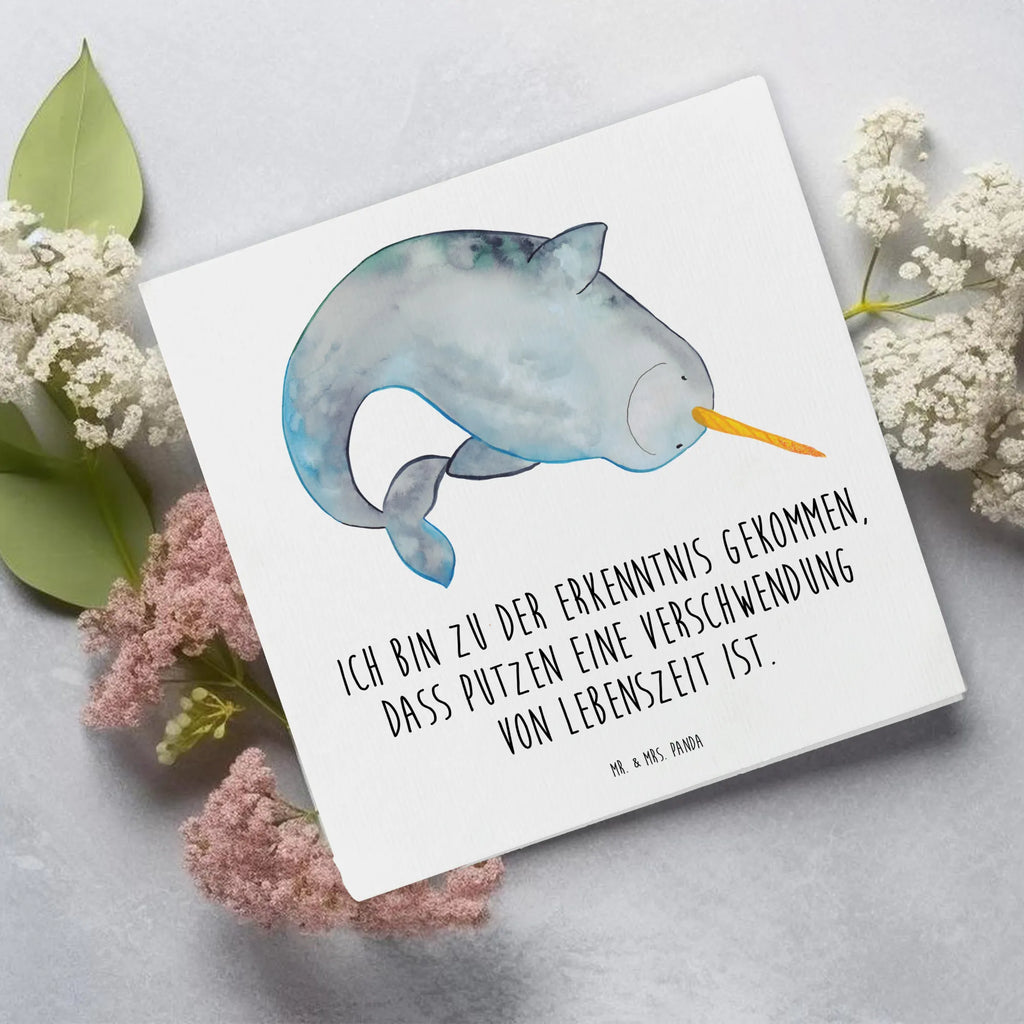Deluxe Card Narwhal Hochwertige Klappkarte, Einladungskarte, Glückwunschkarte, Karte, Hochwertige Grußkarte, Klappkarte, Hochzeitskarte, Grußkarte, Geburtstagskarte, Meerestiere, Meer, Urlaub, Junggesellin, Putzen, Kinderzimmer, Hausfrau, Wal, Narwal, aufräumen