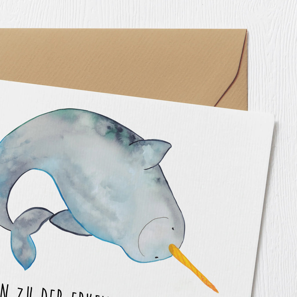 Deluxe Card Narwhal Hochwertige Klappkarte, Einladungskarte, Glückwunschkarte, Karte, Hochwertige Grußkarte, Klappkarte, Hochzeitskarte, Grußkarte, Geburtstagskarte, Meerestiere, Meer, Urlaub, Junggesellin, Putzen, Kinderzimmer, Hausfrau, Wal, Narwal, aufräumen