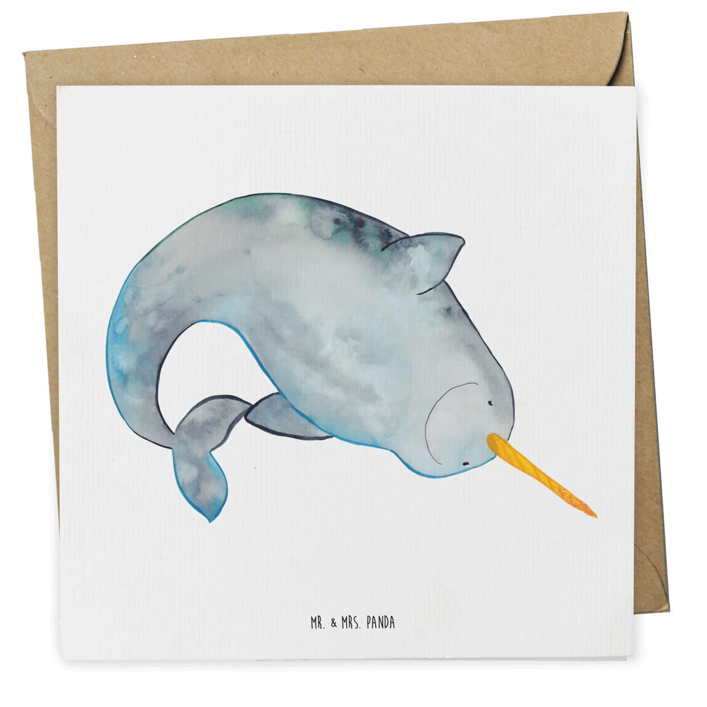 Deluxe Card Narwhal Hochwertige Klappkarte, Einladungskarte, Glückwunschkarte, Karte, Hochwertige Grußkarte, Klappkarte, Hochzeitskarte, Grußkarte, Geburtstagskarte, Meerestiere, Meer, Urlaub, Junggesellin, Putzen, Kinderzimmer, Hausfrau, Wal, Narwal, aufräumen