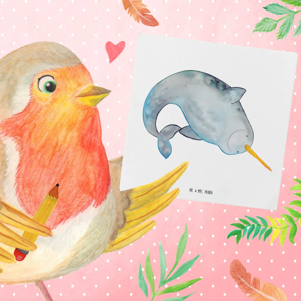 Deluxe Card Narwhal Hochwertige Klappkarte, Einladungskarte, Glückwunschkarte, Karte, Hochwertige Grußkarte, Klappkarte, Hochzeitskarte, Grußkarte, Geburtstagskarte, Meerestiere, Meer, Urlaub, Junggesellin, Putzen, Kinderzimmer, Hausfrau, Wal, Narwal, aufräumen