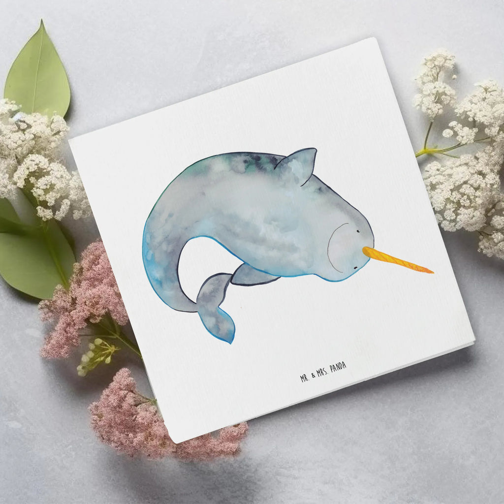 Deluxe Card Narwhal Hochwertige Klappkarte, Einladungskarte, Glückwunschkarte, Karte, Hochwertige Grußkarte, Klappkarte, Hochzeitskarte, Grußkarte, Geburtstagskarte, Meerestiere, Meer, Urlaub, Junggesellin, Putzen, Kinderzimmer, Hausfrau, Wal, Narwal, aufräumen