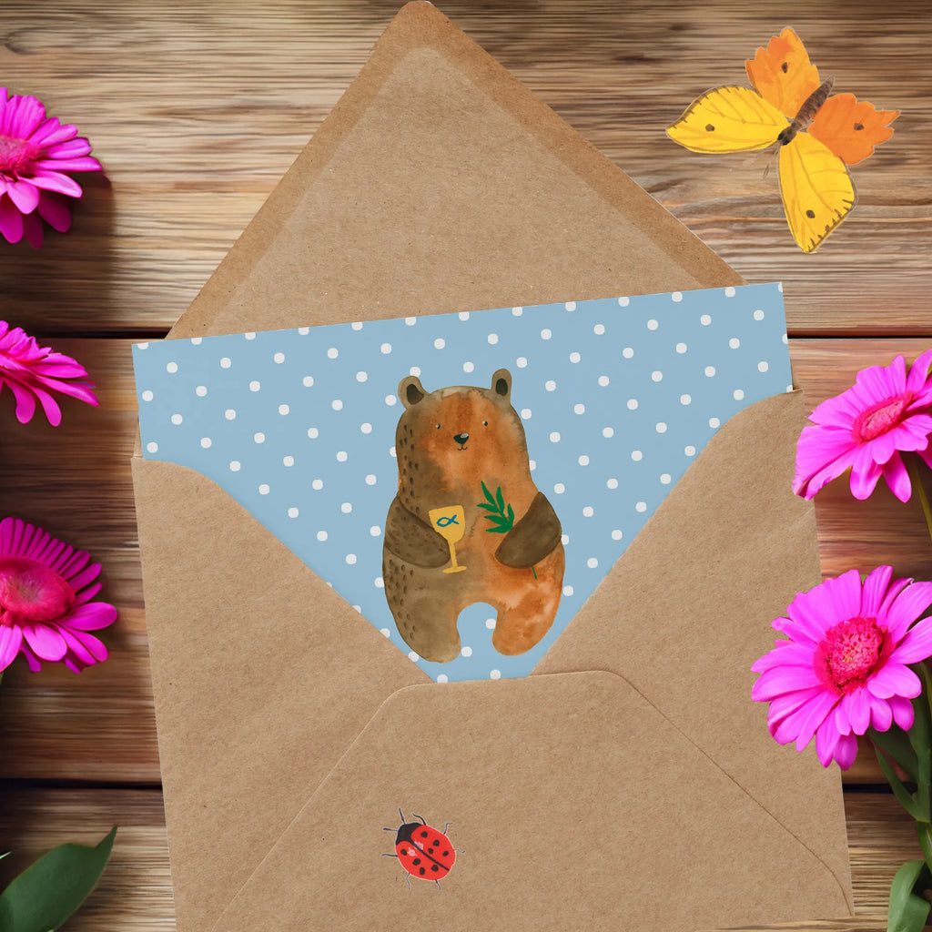 Deluxe Karte Bär Konfirmation Hochwertige Klappkarte, Hochzeitskarte, Einladungskarte, Glückwunschkarte, Hochwertige Grußkarte, Grußkarte, Geburtstagskarte, Karte, Klappkarte, Bär, Teddy, Teddybär, evangelisch, Kirche, Gottesdienst, Konfirmation