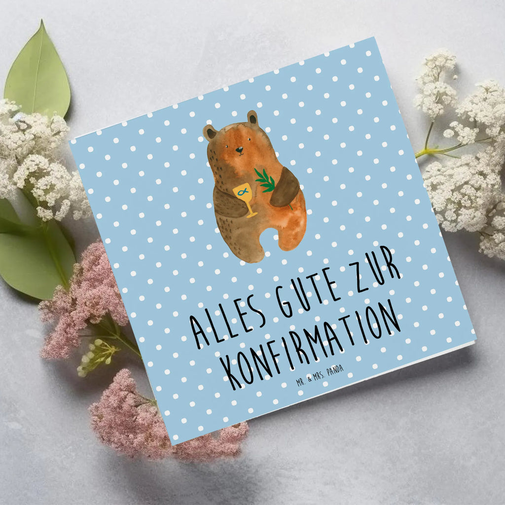 Deluxe Karte Bär Konfirmation Hochwertige Klappkarte, Hochzeitskarte, Einladungskarte, Glückwunschkarte, Hochwertige Grußkarte, Grußkarte, Geburtstagskarte, Karte, Klappkarte, Bär, Teddy, Teddybär, evangelisch, Kirche, Gottesdienst, Konfirmation