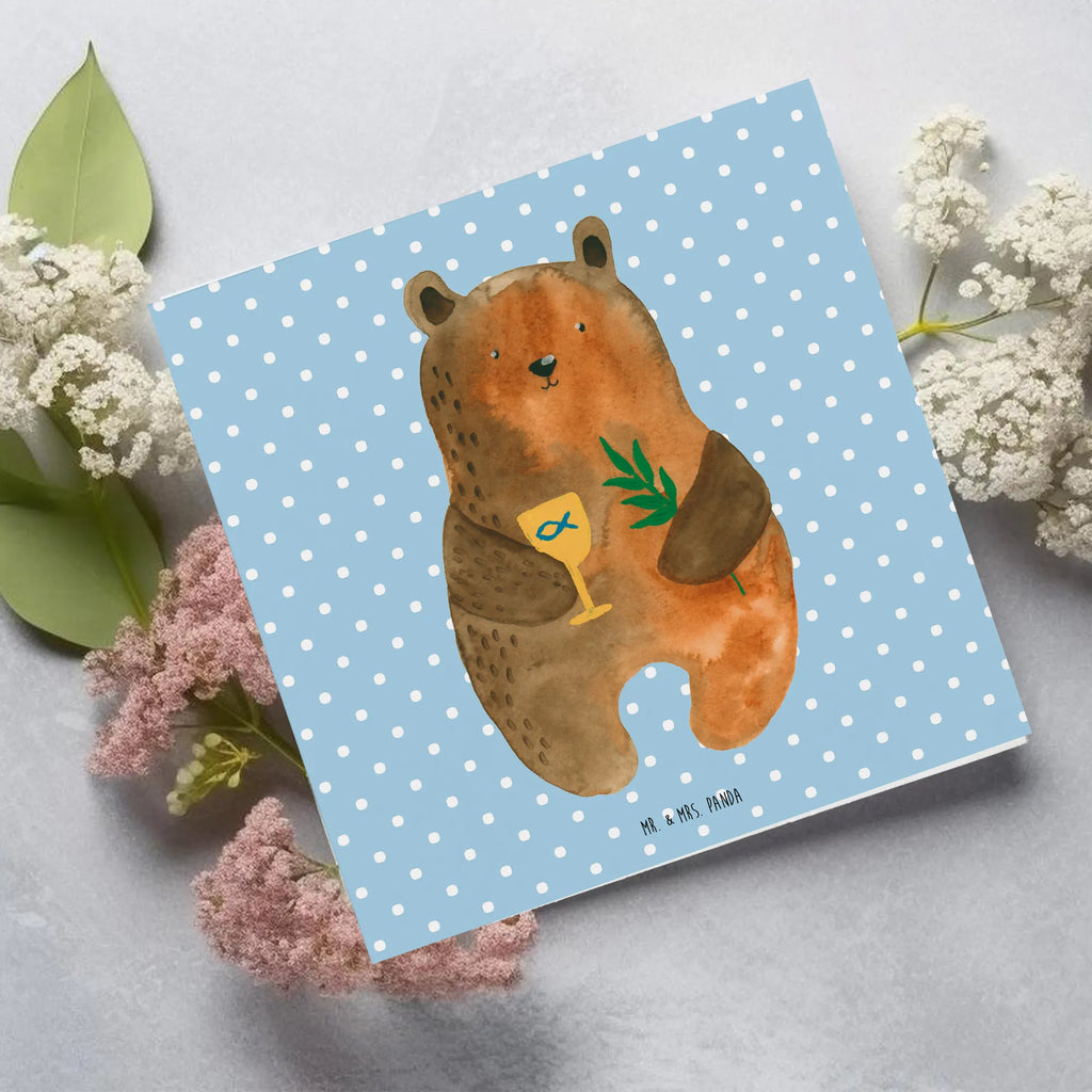 Deluxe Karte Bär Konfirmation Hochwertige Klappkarte, Hochzeitskarte, Einladungskarte, Glückwunschkarte, Hochwertige Grußkarte, Grußkarte, Geburtstagskarte, Karte, Klappkarte, Bär, Teddy, Teddybär, evangelisch, Kirche, Gottesdienst, Konfirmation