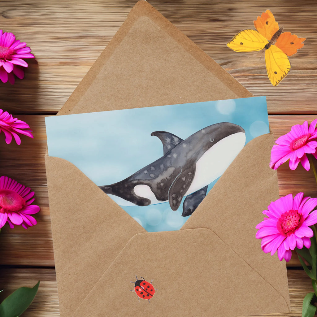 Deluxe Card Orca doppelkarte, Klappkarte, anlasskarte, Glückwunschkarte, faltkarte, Grußkarte, Urlaub, Meer, Meerestiere, Arbeit, Startup, Orca, Selbstliebe, Möglichkeiten, Killerwal, Neustart, Motivation, Büro, Orcas, Wal