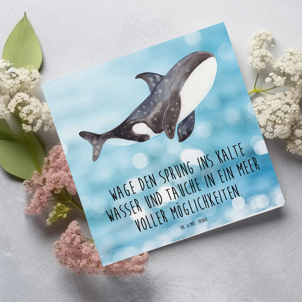 Deluxe Card Orca doppelkarte, Klappkarte, anlasskarte, Glückwunschkarte, faltkarte, Grußkarte, Urlaub, Meer, Meerestiere, Arbeit, Startup, Orca, Selbstliebe, Möglichkeiten, Killerwal, Neustart, Motivation, Büro, Orcas, Wal