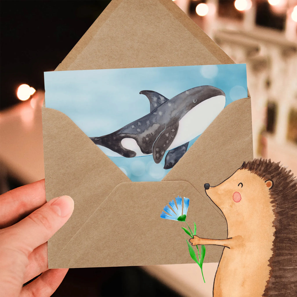 Deluxe Card Orca doppelkarte, Klappkarte, anlasskarte, Glückwunschkarte, faltkarte, Grußkarte, Urlaub, Meer, Meerestiere, Arbeit, Startup, Orca, Selbstliebe, Möglichkeiten, Killerwal, Neustart, Motivation, Büro, Orcas, Wal