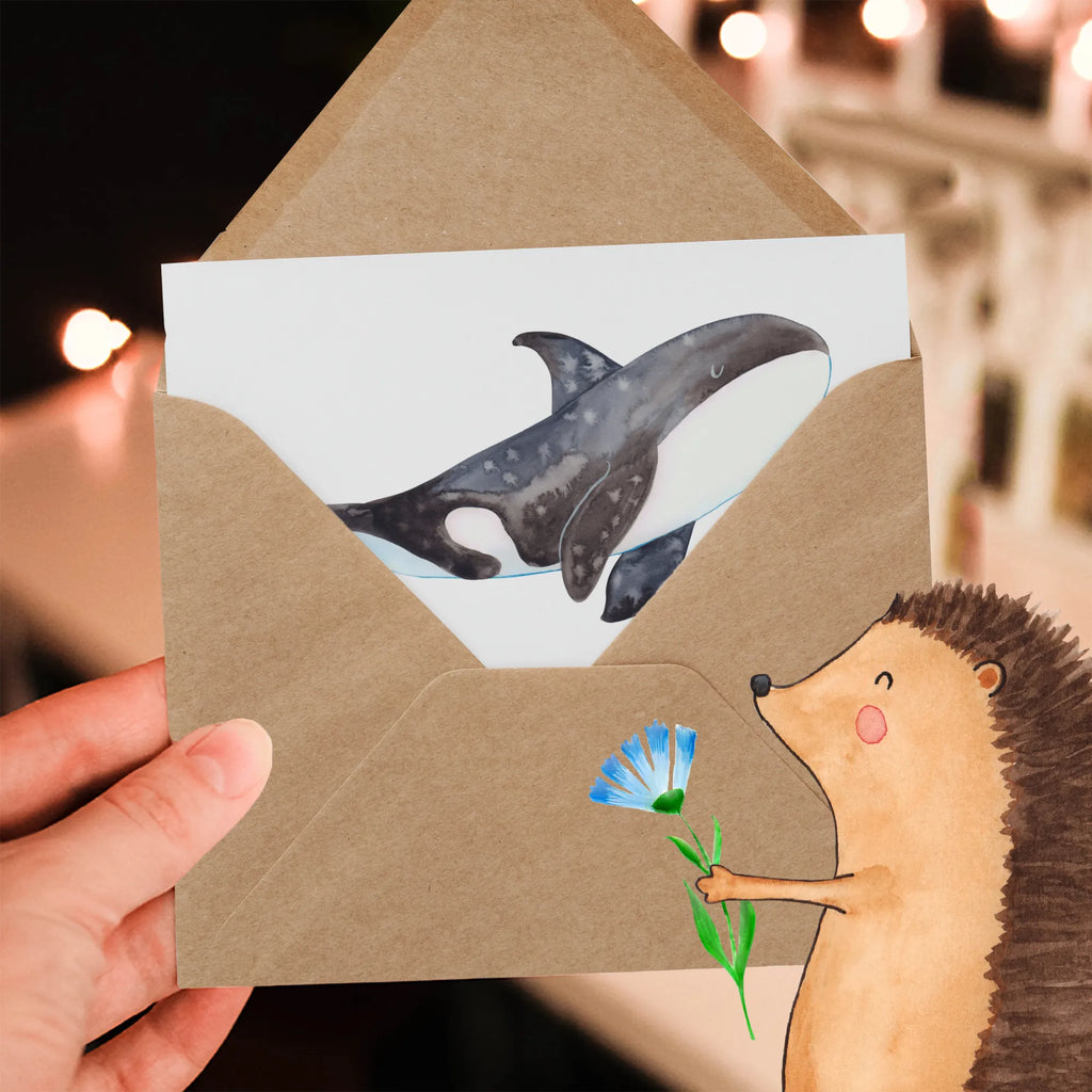 Deluxe Card Orca doppelkarte, Klappkarte, anlasskarte, Glückwunschkarte, faltkarte, Grußkarte, Urlaub, Meer, Meerestiere, Arbeit, Startup, Orca, Selbstliebe, Möglichkeiten, Killerwal, Neustart, Motivation, Büro, Orcas, Wal