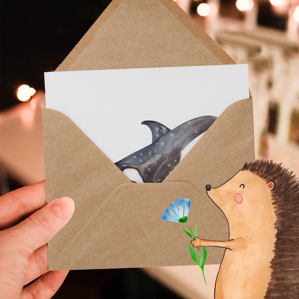 Deluxe Card Orca doppelkarte, Klappkarte, anlasskarte, Glückwunschkarte, faltkarte, Grußkarte, Urlaub, Meer, Meerestiere, Arbeit, Startup, Orca, Selbstliebe, Möglichkeiten, Killerwal, Neustart, Motivation, Büro, Orcas, Wal