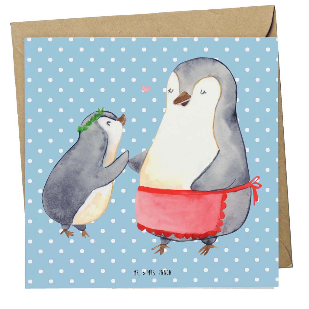 Deluxe Card Penguin with child Karte, Geburtstagskarte, Glückwunschkarte, Hochwertige Grußkarte, Hochwertige Klappkarte, Hochzeitskarte, Klappkarte, Einladungskarte, Grußkarte, Familie, Vatertag, Muttertag, Bruder, Schwester, Mama, Papa, Oma, Opa, Mutter, Mutti, Geschenk, Mami, Geburststag
