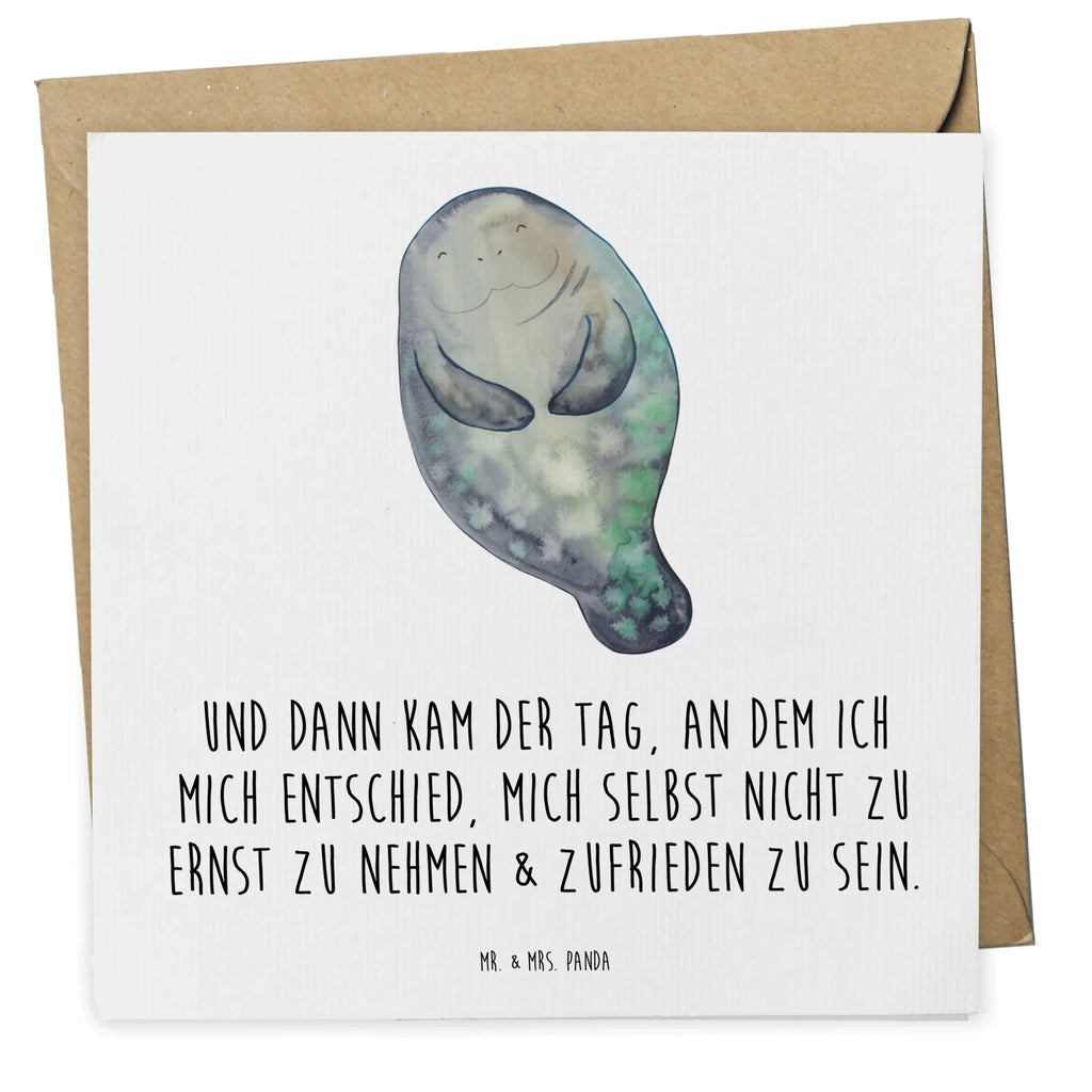 Deluxe Karte Seekuh Happy Hochwertige Grußkarte, Hochwertige Klappkarte, Grußkarte, Klappkarte, Glückwunschkarte, Karte, Einladungskarte, Hochzeitskarte, Geburtstagskarte, Meerestiere, Meer, Urlaub, Liebeskummer, Freundin, Seekühe, Selbstliebe, Neuanfang, Seekuh, Respekt, Neustart, Zufrieden, Achtsamkeit