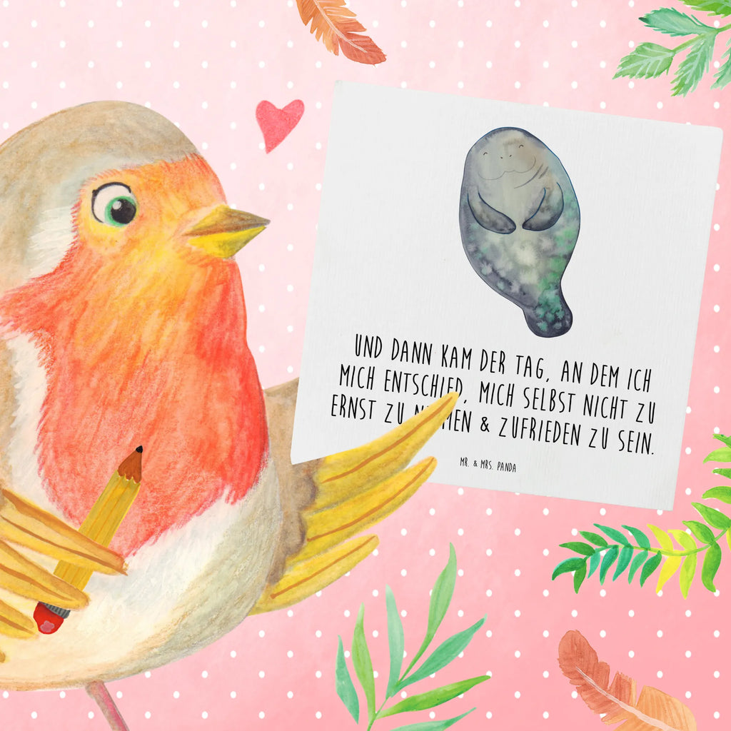 Deluxe Karte Seekuh Happy Hochwertige Grußkarte, Hochwertige Klappkarte, Grußkarte, Klappkarte, Glückwunschkarte, Karte, Einladungskarte, Hochzeitskarte, Geburtstagskarte, Meerestiere, Meer, Urlaub, Liebeskummer, Freundin, Seekühe, Selbstliebe, Neuanfang, Seekuh, Respekt, Neustart, Zufrieden, Achtsamkeit