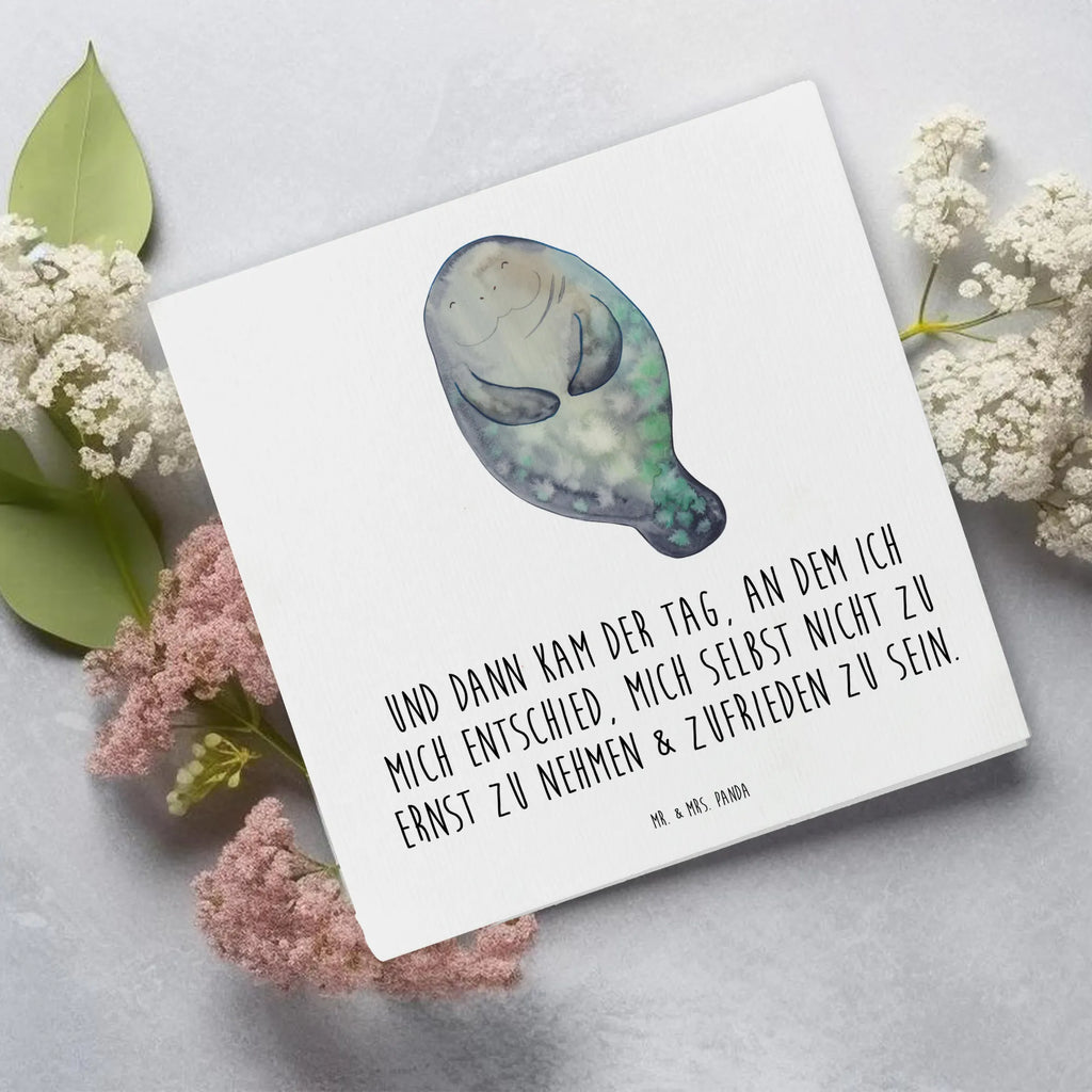 Deluxe Karte Seekuh Happy Hochwertige Grußkarte, Hochwertige Klappkarte, Grußkarte, Klappkarte, Glückwunschkarte, Karte, Einladungskarte, Hochzeitskarte, Geburtstagskarte, Meerestiere, Meer, Urlaub, Liebeskummer, Freundin, Seekühe, Selbstliebe, Neuanfang, Seekuh, Respekt, Neustart, Zufrieden, Achtsamkeit