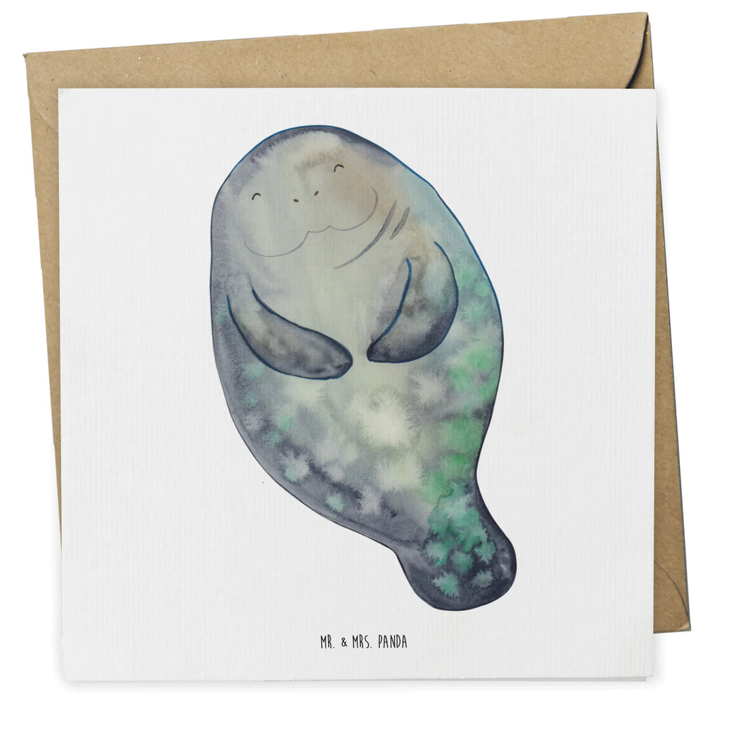 Deluxe Karte Seekuh Happy Hochwertige Grußkarte, Hochwertige Klappkarte, Grußkarte, Klappkarte, Glückwunschkarte, Karte, Einladungskarte, Hochzeitskarte, Geburtstagskarte, Meerestiere, Meer, Urlaub, Liebeskummer, Freundin, Seekühe, Selbstliebe, Neuanfang, Seekuh, Respekt, Neustart, Zufrieden, Achtsamkeit