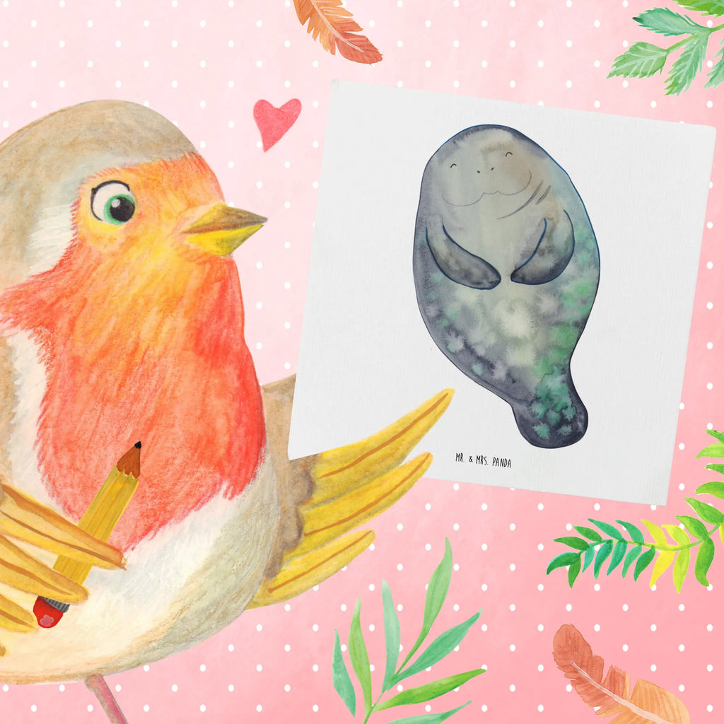 Deluxe Karte Seekuh Happy Hochwertige Grußkarte, Hochwertige Klappkarte, Grußkarte, Klappkarte, Glückwunschkarte, Karte, Einladungskarte, Hochzeitskarte, Geburtstagskarte, Meerestiere, Meer, Urlaub, Liebeskummer, Freundin, Seekühe, Selbstliebe, Neuanfang, Seekuh, Respekt, Neustart, Zufrieden, Achtsamkeit