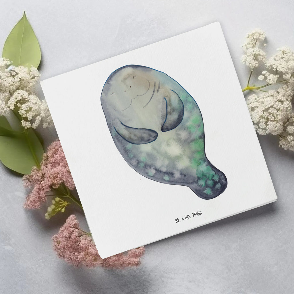 Deluxe Karte Seekuh Happy Hochwertige Grußkarte, Hochwertige Klappkarte, Grußkarte, Klappkarte, Glückwunschkarte, Karte, Einladungskarte, Hochzeitskarte, Geburtstagskarte, Meerestiere, Meer, Urlaub, Liebeskummer, Freundin, Seekühe, Selbstliebe, Neuanfang, Seekuh, Respekt, Neustart, Zufrieden, Achtsamkeit