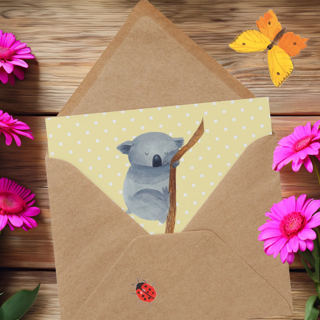 Karta Deluxe Koala Geburtstagskarte, Klappkarte, Grußkarte, Karte, Hochwertige Klappkarte, Einladungskarte, Glückwunschkarte, Hochzeitskarte, Hochwertige Grußkarte, Tiermotive, Gute Laune, lustige Sprüche, Tiere, träumen, Koala, Koalabär, Traum, schlafen, Schlafzimmer, Traumland, Bär