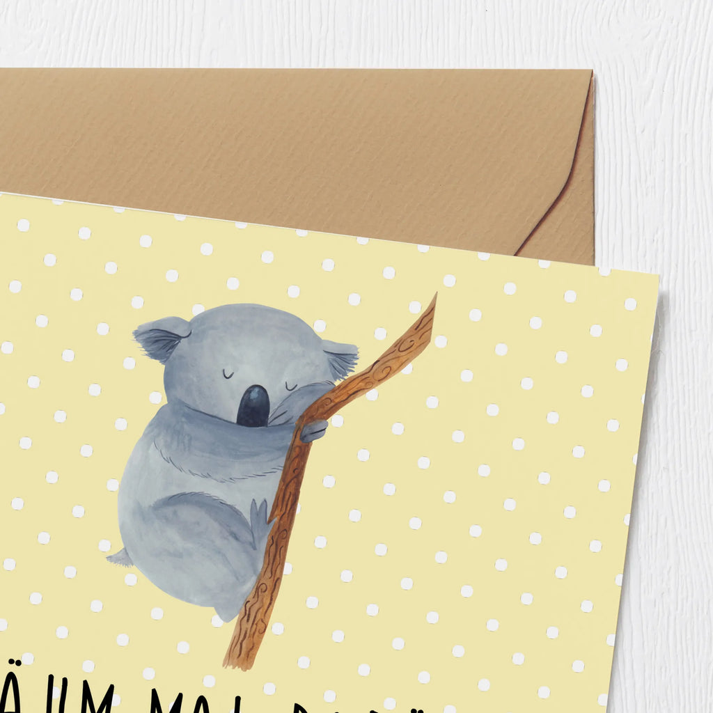 Karta Deluxe Koala Geburtstagskarte, Klappkarte, Grußkarte, Karte, Hochwertige Klappkarte, Einladungskarte, Glückwunschkarte, Hochzeitskarte, Hochwertige Grußkarte, Tiermotive, Gute Laune, lustige Sprüche, Tiere, träumen, Koala, Koalabär, Traum, schlafen, Schlafzimmer, Traumland, Bär