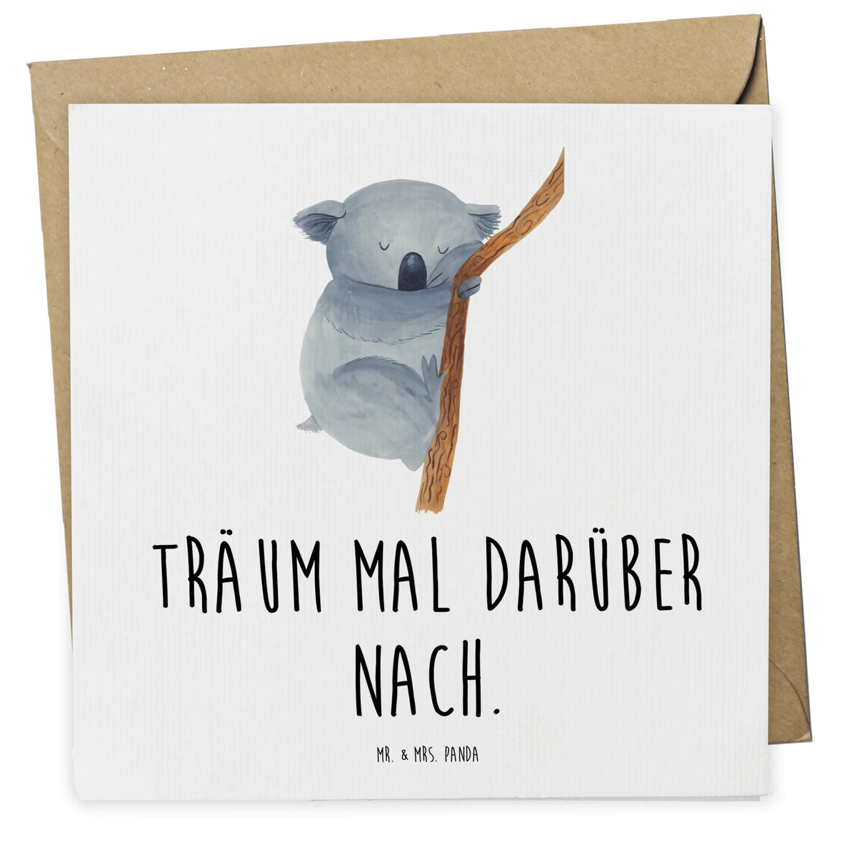 Deluxe Karte Koalabär doppelkarte, Glückwunschkarte, Grußkarte, anlasskarte, Klappkarte, faltkarte, Tiere, Lustige Sprüche, Tiermotive, Gute Laune, Koala, Koalabär, Traumland, Schlafzimmer, Traum, Bär, Träumen, schlafen