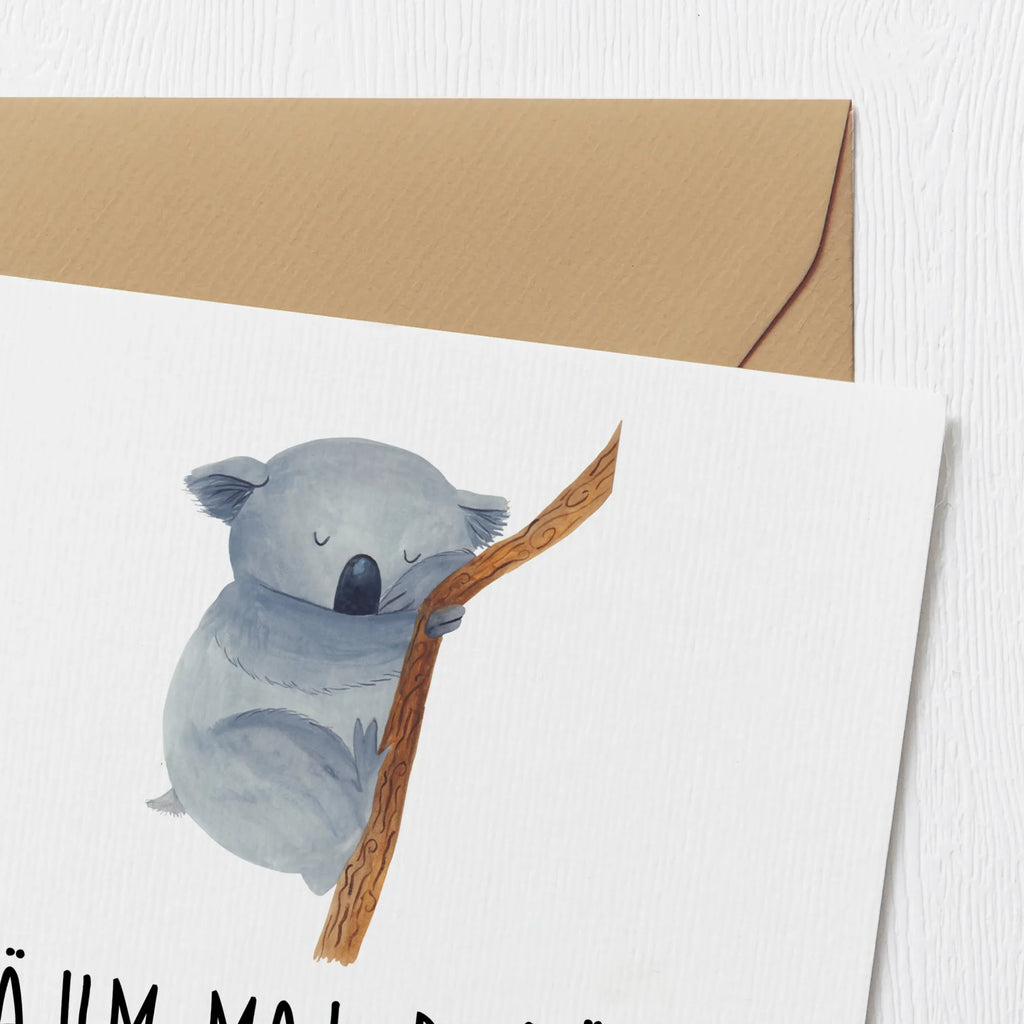 Karta Deluxe Koala Geburtstagskarte, Klappkarte, Grußkarte, Karte, Hochwertige Klappkarte, Einladungskarte, Glückwunschkarte, Hochzeitskarte, Hochwertige Grußkarte, Tiermotive, Gute Laune, lustige Sprüche, Tiere, träumen, Koala, Koalabär, Traum, schlafen, Schlafzimmer, Traumland, Bär