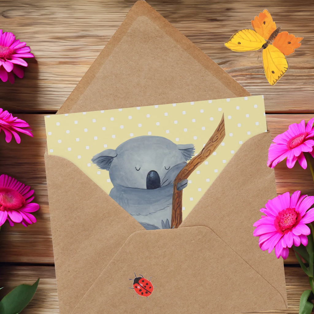 Karta Deluxe Koala Geburtstagskarte, Klappkarte, Grußkarte, Karte, Hochwertige Klappkarte, Einladungskarte, Glückwunschkarte, Hochzeitskarte, Hochwertige Grußkarte, Tiermotive, Gute Laune, lustige Sprüche, Tiere, träumen, Koala, Koalabär, Traum, schlafen, Schlafzimmer, Traumland, Bär