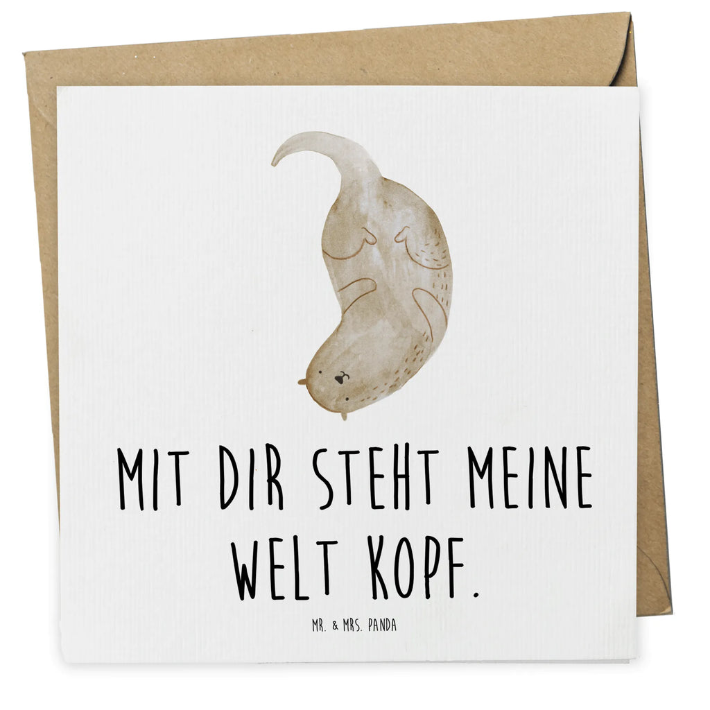 Deluxe Card otter upside down Einladungskarte, Hochwertige Klappkarte, Grußkarte, Karte, Geburtstagskarte, Glückwunschkarte, Hochzeitskarte, Klappkarte, Hochwertige Grußkarte, Otter, Fischotter, Seeotter, Otter Seeotter See Otter