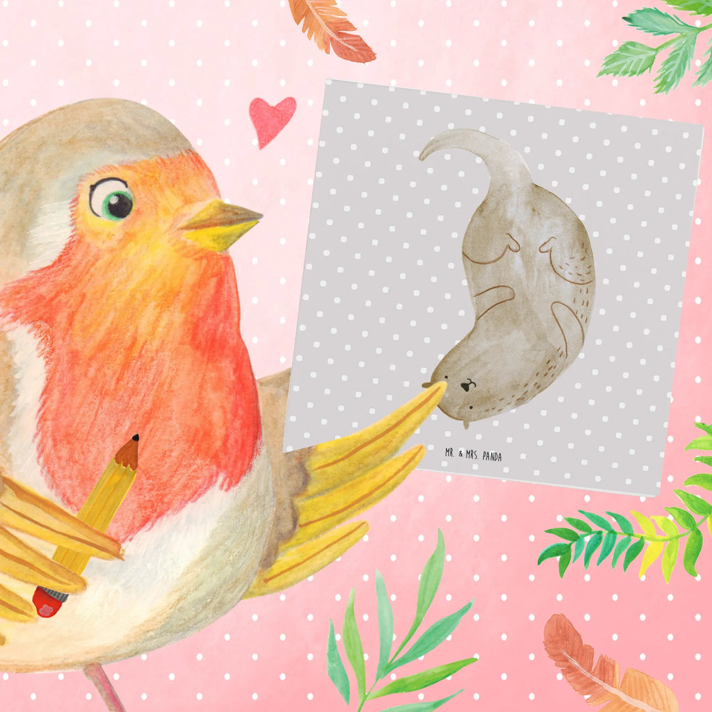 Deluxe Card otter upside down Einladungskarte, Hochwertige Klappkarte, Grußkarte, Karte, Geburtstagskarte, Glückwunschkarte, Hochzeitskarte, Klappkarte, Hochwertige Grußkarte, Otter, Fischotter, Seeotter, Otter Seeotter See Otter