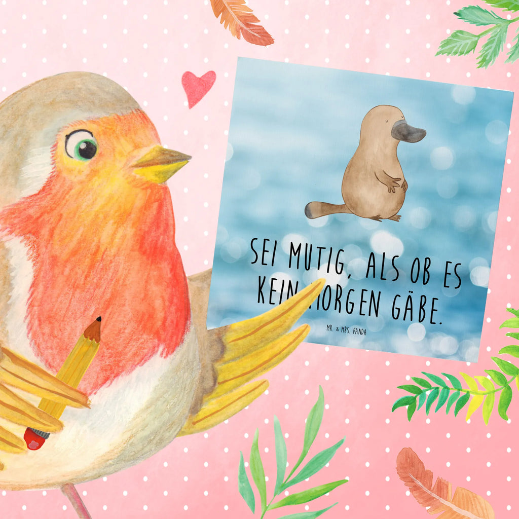 Deluxe Card platypus courage Karte, Hochzeitskarte, Grußkarte, Glückwunschkarte, Hochwertige Grußkarte, Einladungskarte, Geburtstagskarte, Klappkarte, Hochwertige Klappkarte, Meerestiere, Meer, Urlaub, mutig, Mut, Schnabeltier, Neustart, Training, Arbeit, Motivation, Büro, Raodtrip, Schnabeltiere, Neuanfang, Lebensweisheit, Weltreise