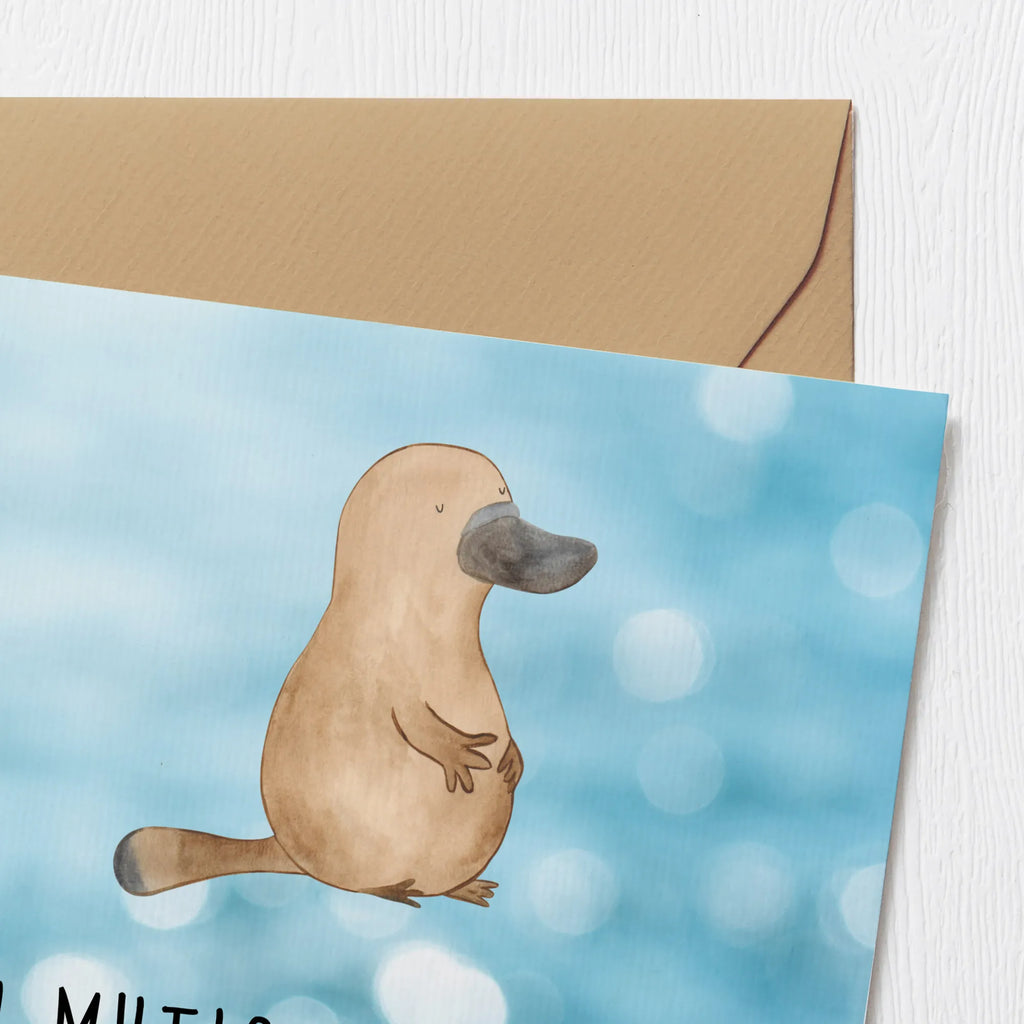 Deluxe Card platypus courage Karte, Hochzeitskarte, Grußkarte, Glückwunschkarte, Hochwertige Grußkarte, Einladungskarte, Geburtstagskarte, Klappkarte, Hochwertige Klappkarte, Meerestiere, Meer, Urlaub, mutig, Mut, Schnabeltier, Neustart, Training, Arbeit, Motivation, Büro, Raodtrip, Schnabeltiere, Neuanfang, Lebensweisheit, Weltreise