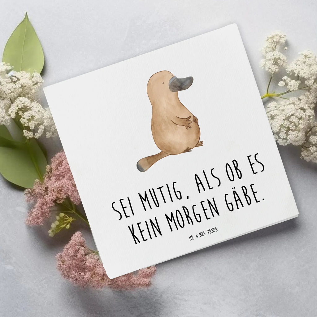 Deluxe Card platypus courage Karte, Hochzeitskarte, Grußkarte, Glückwunschkarte, Hochwertige Grußkarte, Einladungskarte, Geburtstagskarte, Klappkarte, Hochwertige Klappkarte, Meerestiere, Meer, Urlaub, mutig, Mut, Schnabeltier, Neustart, Training, Arbeit, Motivation, Büro, Raodtrip, Schnabeltiere, Neuanfang, Lebensweisheit, Weltreise