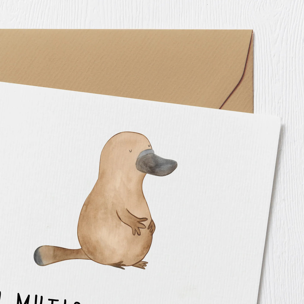 Deluxe Card platypus courage Karte, Hochzeitskarte, Grußkarte, Glückwunschkarte, Hochwertige Grußkarte, Einladungskarte, Geburtstagskarte, Klappkarte, Hochwertige Klappkarte, Meerestiere, Meer, Urlaub, mutig, Mut, Schnabeltier, Neustart, Training, Arbeit, Motivation, Büro, Raodtrip, Schnabeltiere, Neuanfang, Lebensweisheit, Weltreise