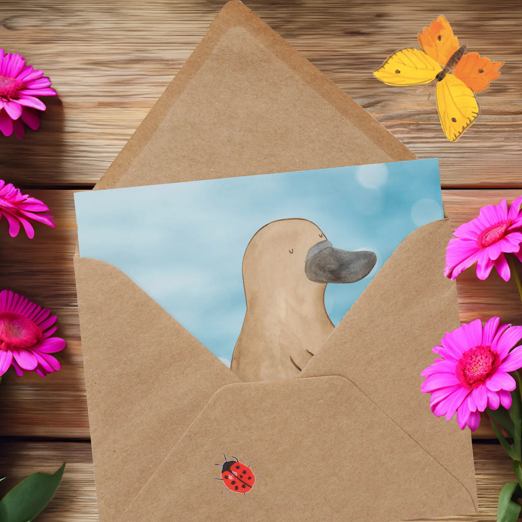 Deluxe Card platypus courage Karte, Hochzeitskarte, Grußkarte, Glückwunschkarte, Hochwertige Grußkarte, Einladungskarte, Geburtstagskarte, Klappkarte, Hochwertige Klappkarte, Meerestiere, Meer, Urlaub, mutig, Mut, Schnabeltier, Neustart, Training, Arbeit, Motivation, Büro, Raodtrip, Schnabeltiere, Neuanfang, Lebensweisheit, Weltreise