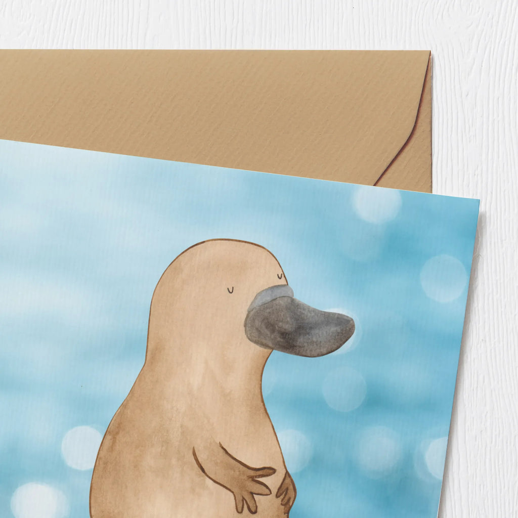 Deluxe Card platypus courage Karte, Hochzeitskarte, Grußkarte, Glückwunschkarte, Hochwertige Grußkarte, Einladungskarte, Geburtstagskarte, Klappkarte, Hochwertige Klappkarte, Meerestiere, Meer, Urlaub, mutig, Mut, Schnabeltier, Neustart, Training, Arbeit, Motivation, Büro, Raodtrip, Schnabeltiere, Neuanfang, Lebensweisheit, Weltreise