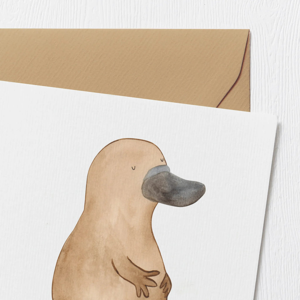 Deluxe Card platypus courage Karte, Hochzeitskarte, Grußkarte, Glückwunschkarte, Hochwertige Grußkarte, Einladungskarte, Geburtstagskarte, Klappkarte, Hochwertige Klappkarte, Meerestiere, Meer, Urlaub, mutig, Mut, Schnabeltier, Neustart, Training, Arbeit, Motivation, Büro, Raodtrip, Schnabeltiere, Neuanfang, Lebensweisheit, Weltreise