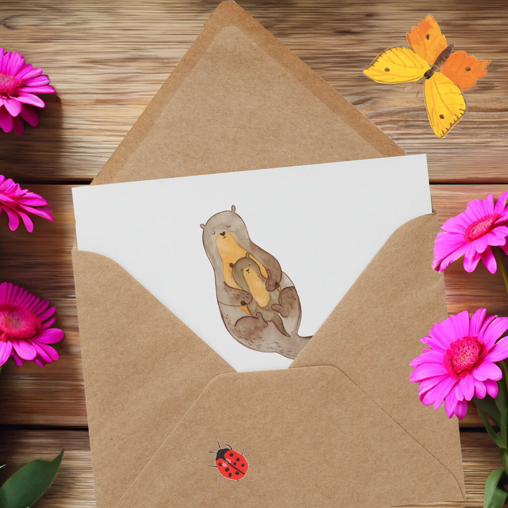 Deluxe Karte Otter Kind Karte, Hochwertige Klappkarte, Grußkarte, Hochzeitskarte, Glückwunschkarte, Einladungskarte, Geburtstagskarte, Hochwertige Grußkarte, Klappkarte, Otter, Fischotter, Seeotter, Otter Seeotter See Otter