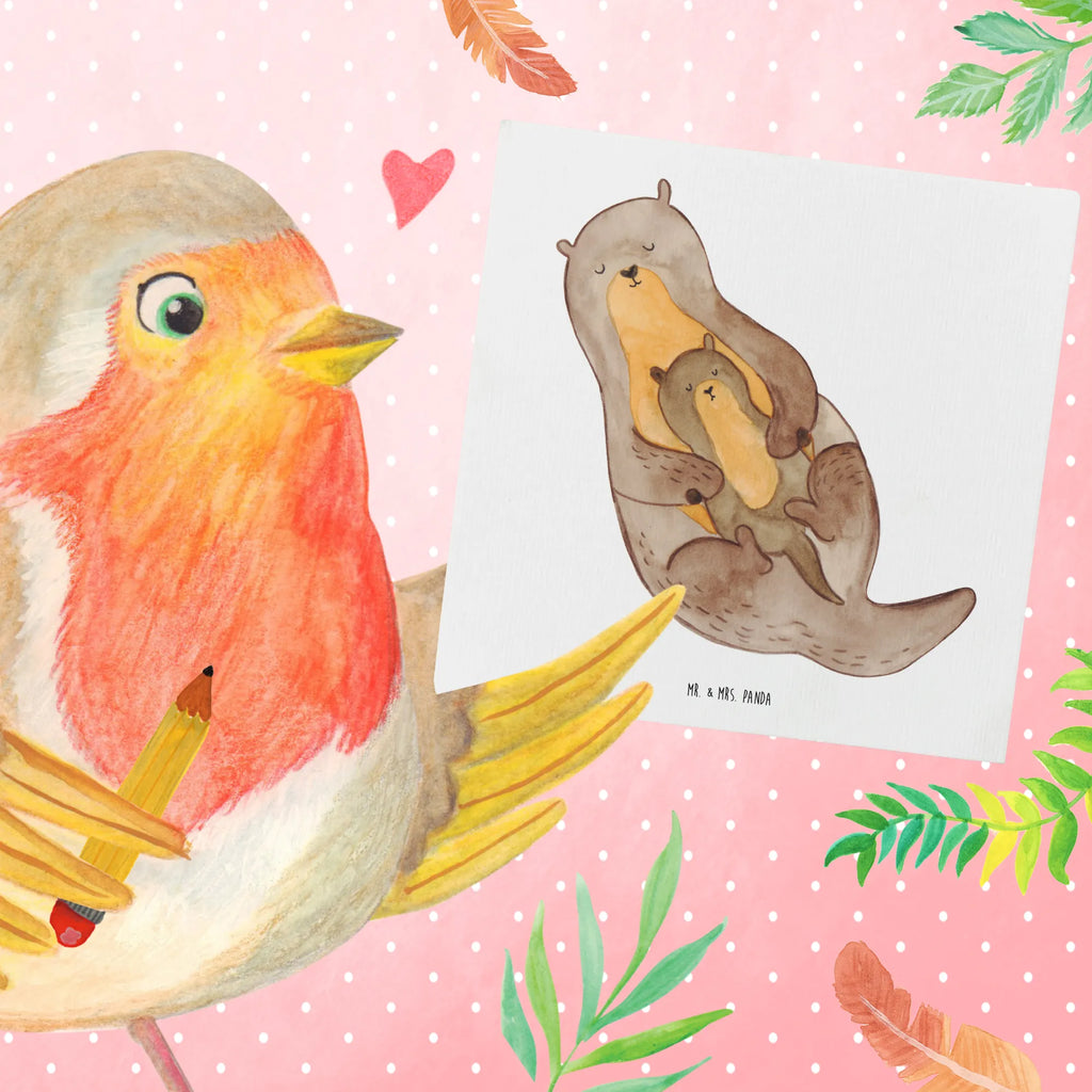 Deluxe Karte Otter Kind Karte, Hochwertige Klappkarte, Grußkarte, Hochzeitskarte, Glückwunschkarte, Einladungskarte, Geburtstagskarte, Hochwertige Grußkarte, Klappkarte, Otter, Fischotter, Seeotter, Otter Seeotter See Otter