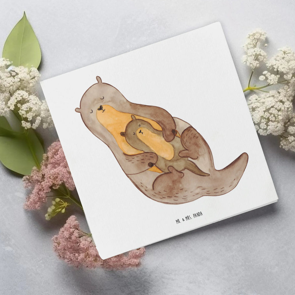 Deluxe Karte Otter Kind Karte, Hochwertige Klappkarte, Grußkarte, Hochzeitskarte, Glückwunschkarte, Einladungskarte, Geburtstagskarte, Hochwertige Grußkarte, Klappkarte, Otter, Fischotter, Seeotter, Otter Seeotter See Otter