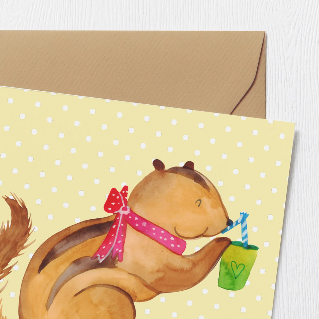 Deluxe Card Squirrel smoothies Einladungskarte, Hochwertige Klappkarte, Hochwertige Grußkarte, Grußkarte, Glückwunschkarte, Karte, Hochzeitskarte, Geburtstagskarte, Klappkarte, Tiermotive, Gute Laune, lustige Sprüche, Tiere, Eichhörnchen, Abnehmen, Green Smoothies, Streifenhörnchen, Diät